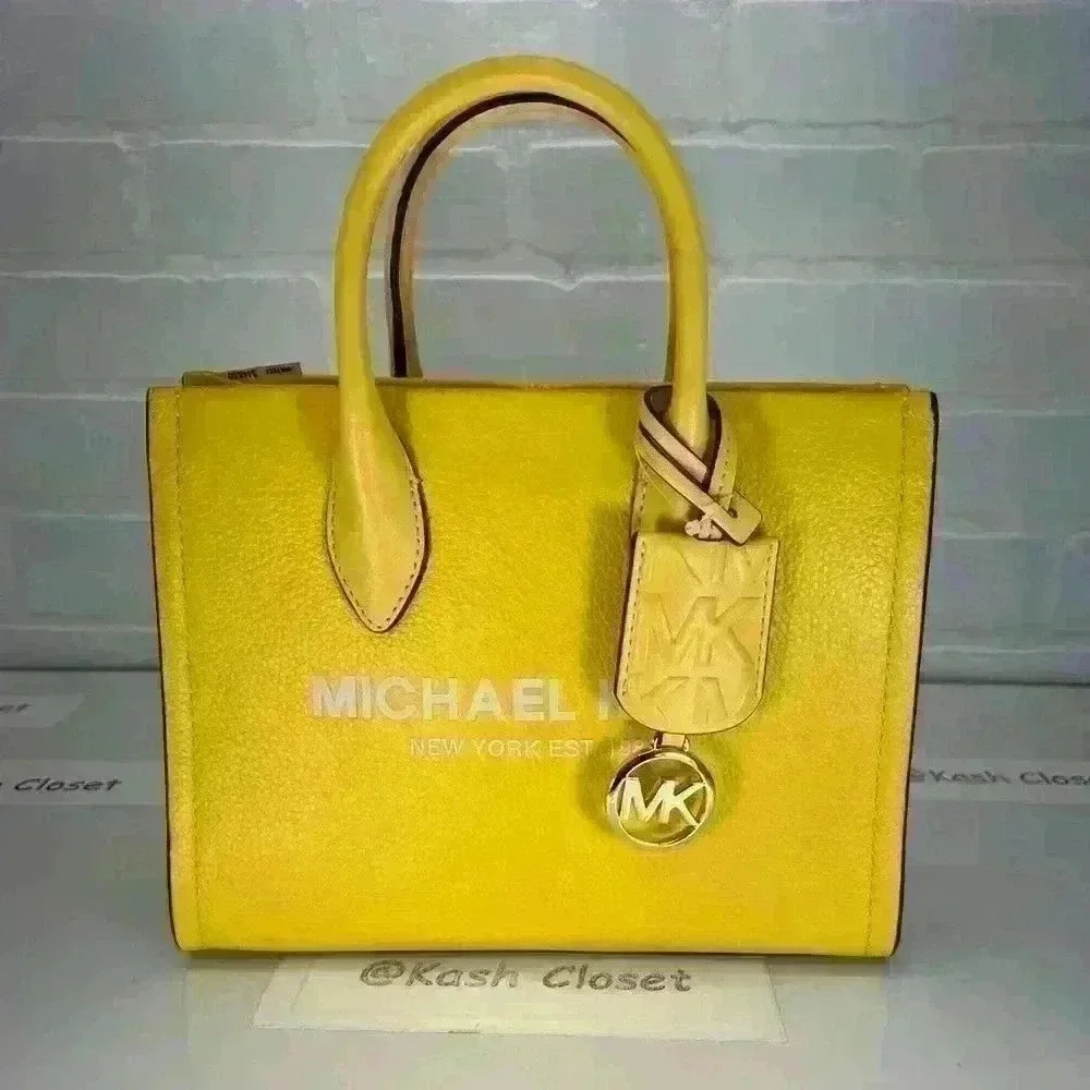 Michael Kors Mirella Tote Small Shopper Top Zip Handbag Crossbody Daffodil Multi